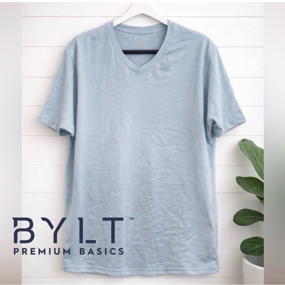 BYLT Basics Men's Light Blue V-Neck Short Sleeve Tee
